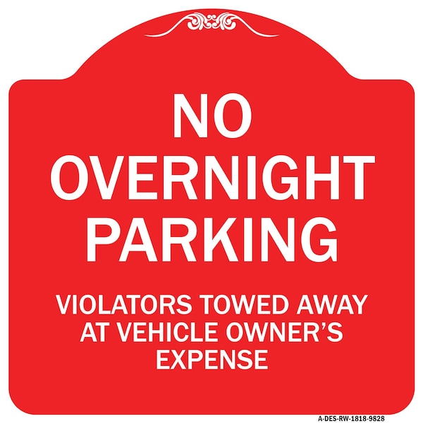 Signmission No Overnight Parking Heavy-Gauge Aluminum Architectural Sign, 18" x 18", RW-1818-9828 A-DES-RW-1818-9828 - main